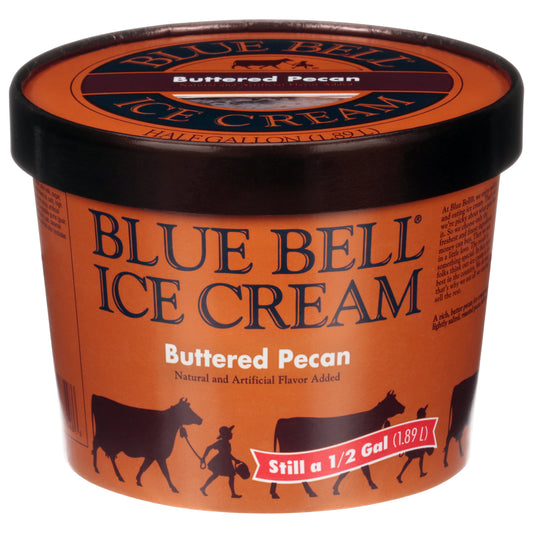 Blue Bell Brown Rim Buttered Pecan Ice Cream Half Gallon, 64 fl oz