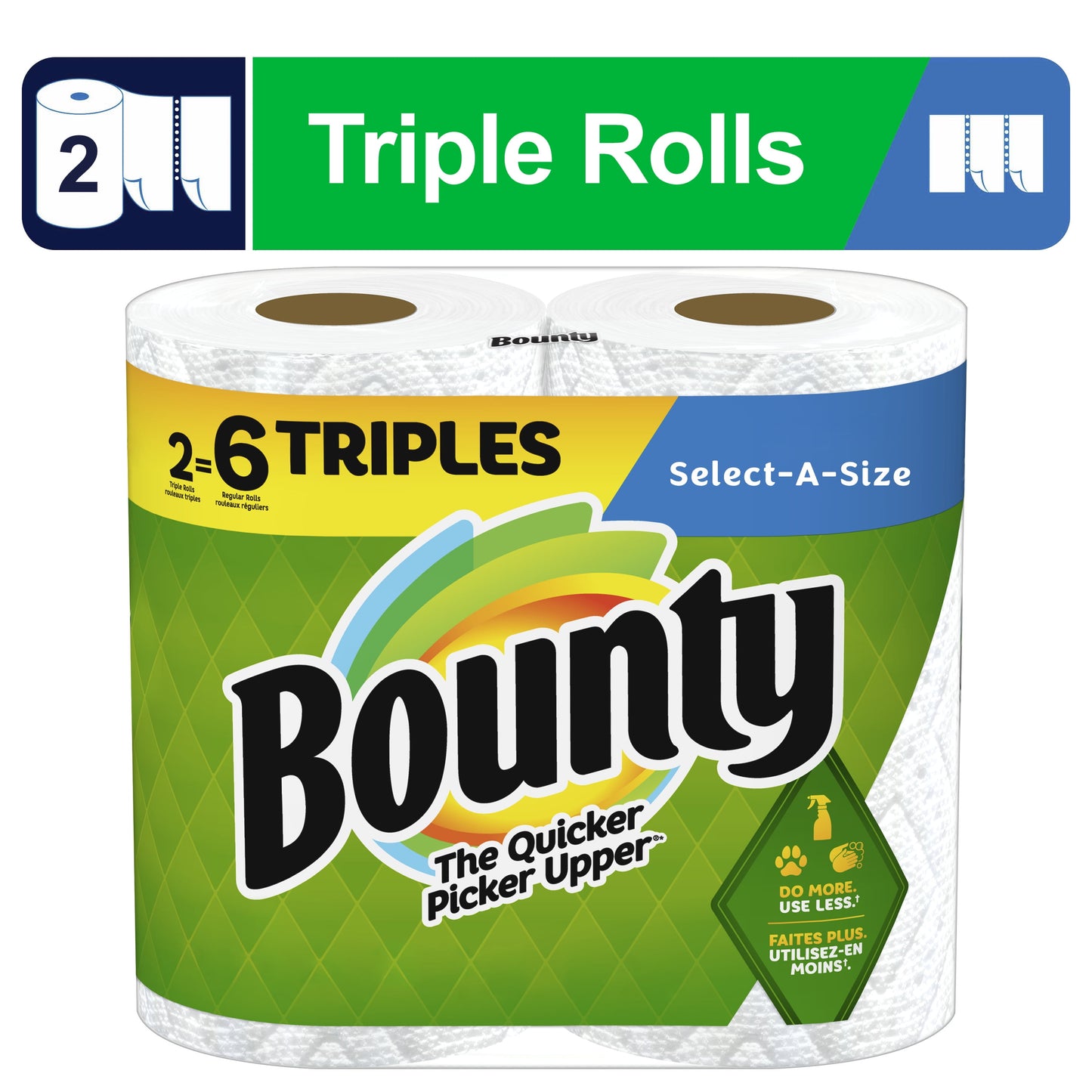 Bounty Select-a-Size Paper Towels, 2 Triple Rolls, White