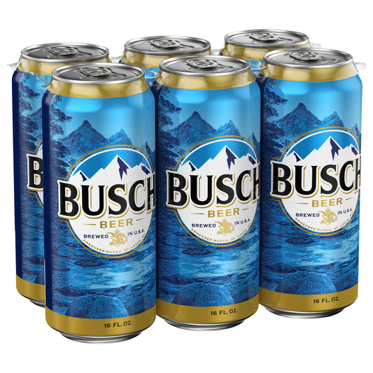 Busch Beer, 6 Pack 16 fl. oz. Cans, 4.3% ABV, Domestic