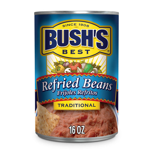 Bush's Traditional Refried Beans, Canned Mashed Pinto Beans, 16 oz Can