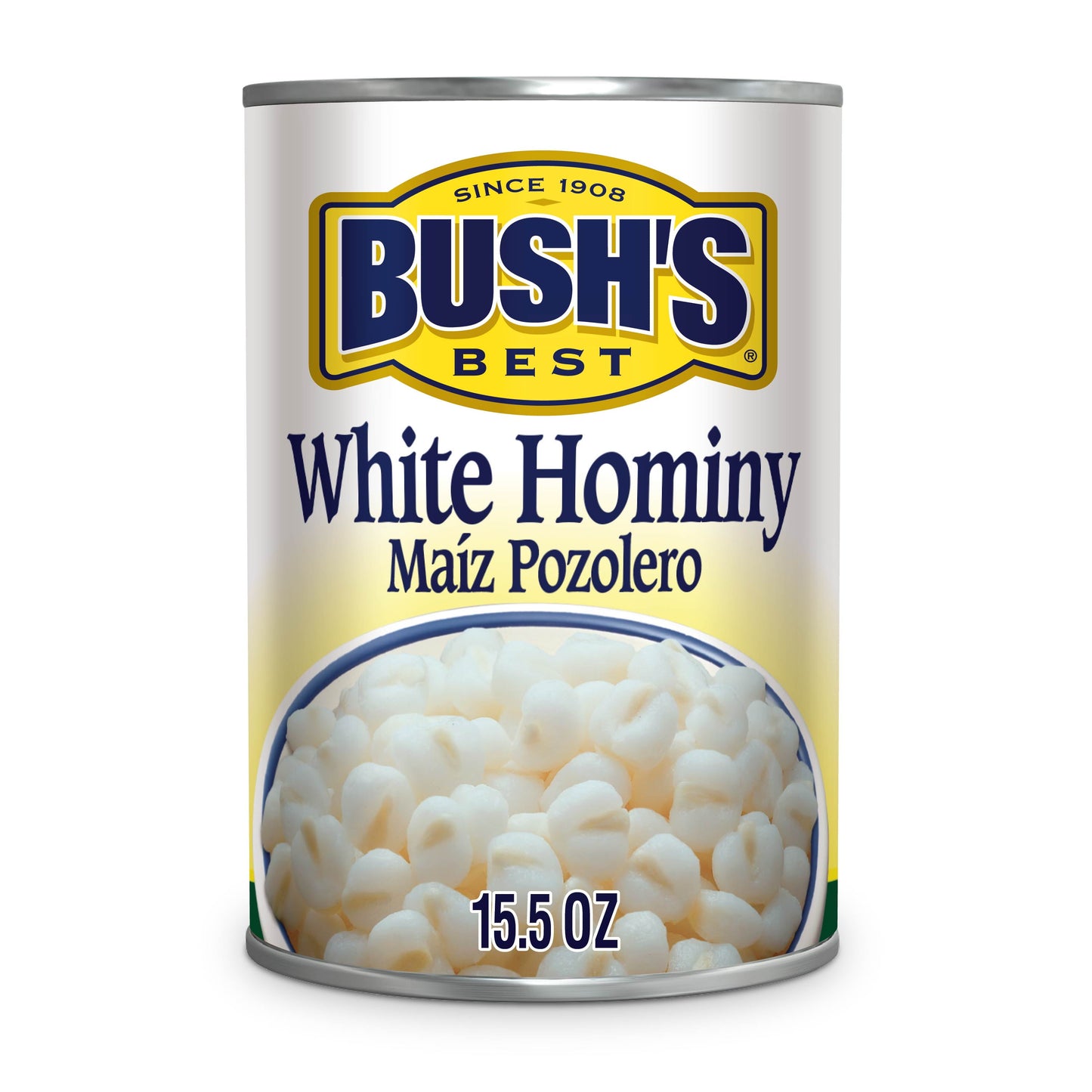 Bush's White Hominy, Canned and Shelf Stable, 15.5 oz