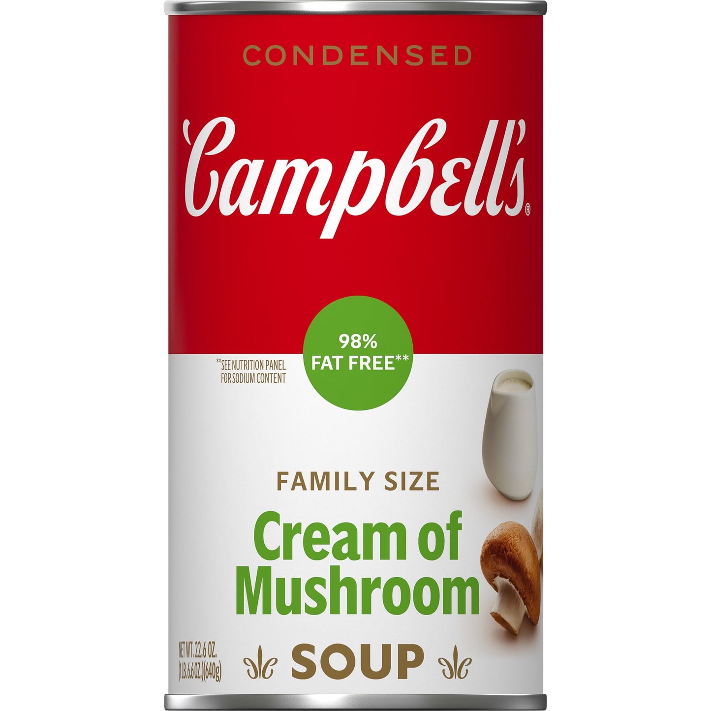 Campbell’s Condensed 98% Fat Free Cream of Mushroom Soup, 22.6 Ounce Can