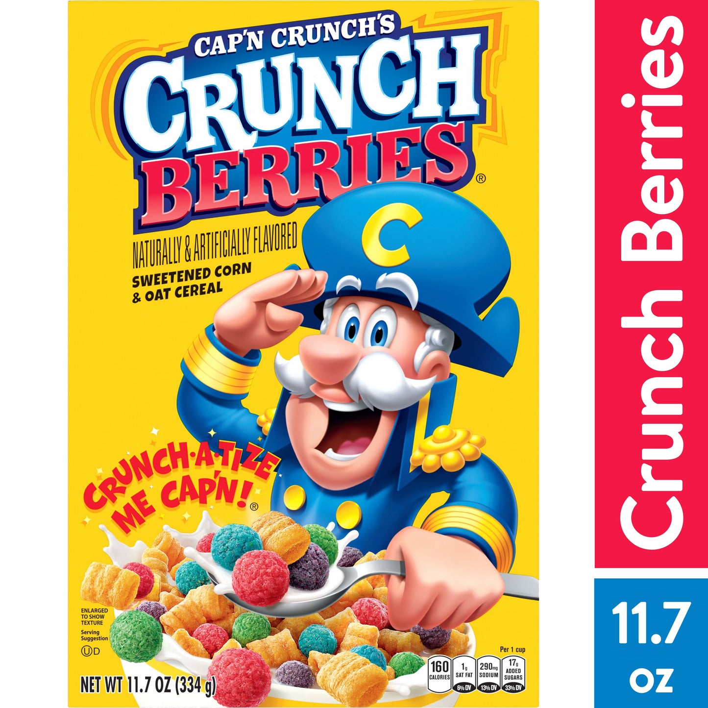 Cap'n Crunch, Crunch Berries, Kid's Cereal, 11.7 oz Packaged Breakfast Cereal Box