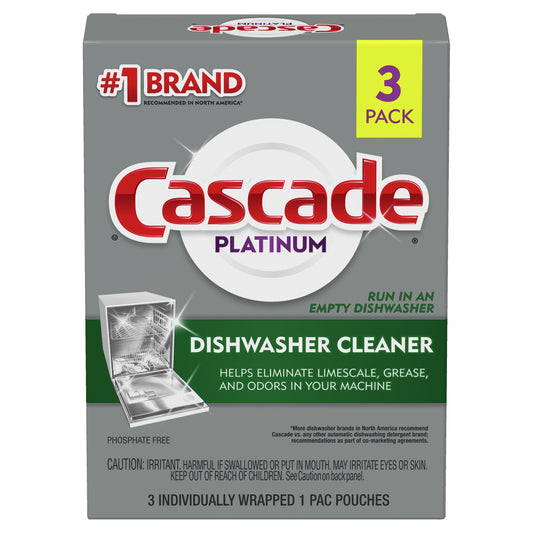 Cascade Platinum Dishwasher Cleaner Single Dose Pods, 3 Count