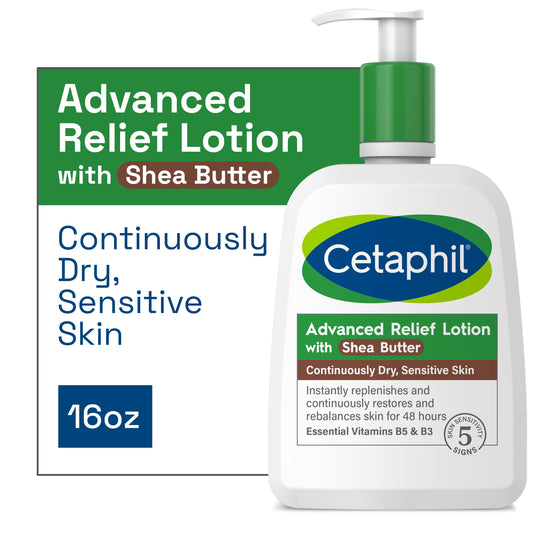 Cetaphil Advanced Relief Lotion with Shea Butter for Sensitive Skin, Fragrance Free, 16 oz