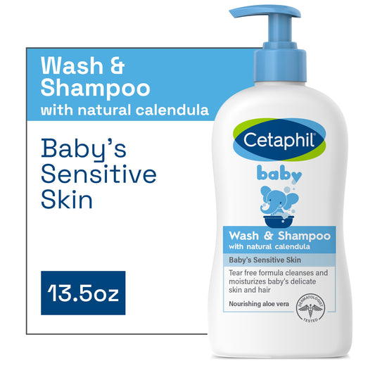 Cetaphil Baby Wash & Shampoo with Organic Calendula, Tear Free, Paraben, 13.5 oz