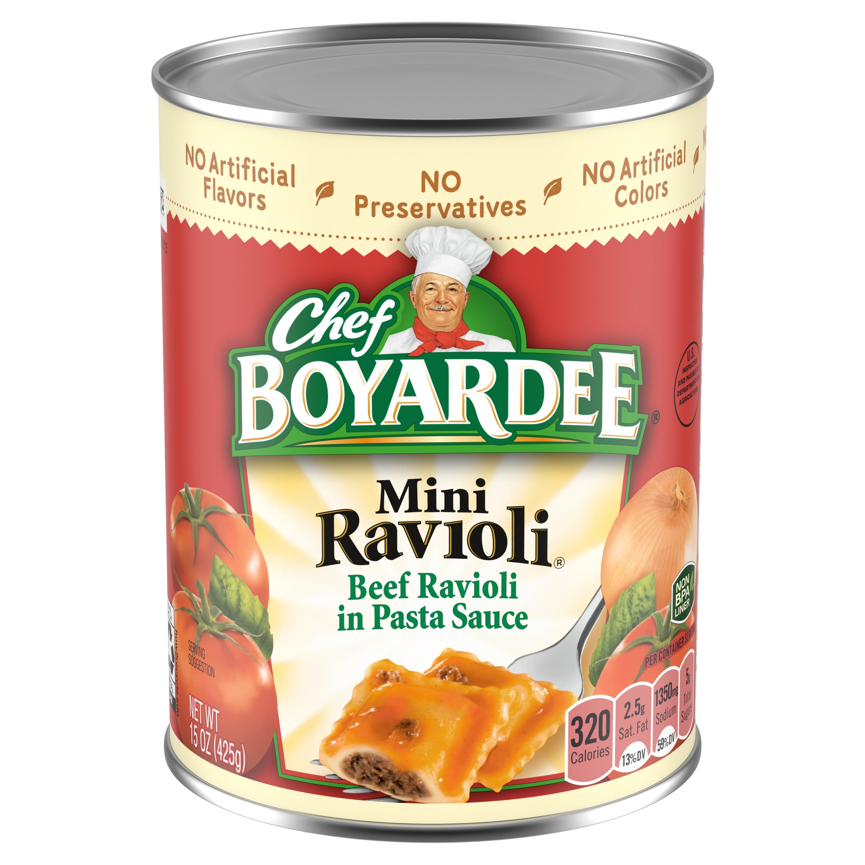 Chef Boyardee Mini Beef Ravioli, Microwave Pasta, Canned Food, 15 oz ...