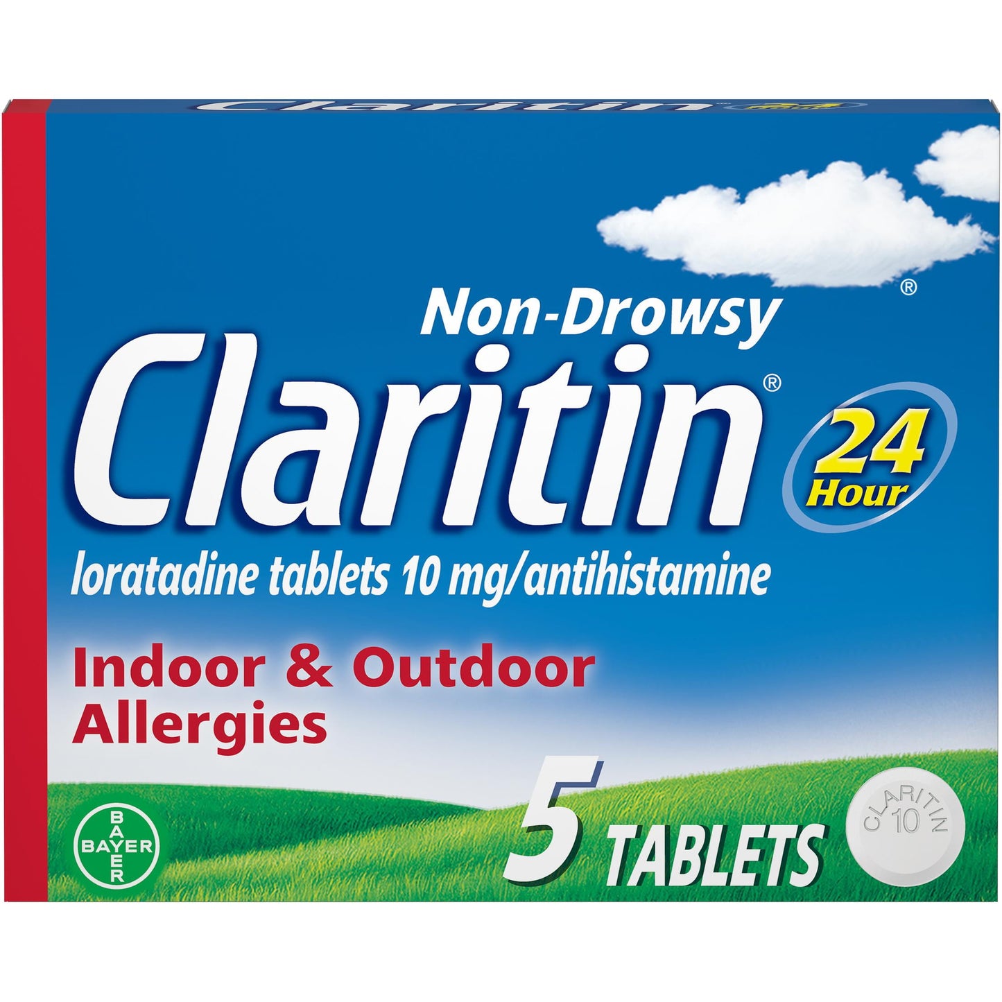 Claritin 24 Hour Non-Drowsy Allergy Medicine, Loratadine Antihistamine Tablets, 5 Ct