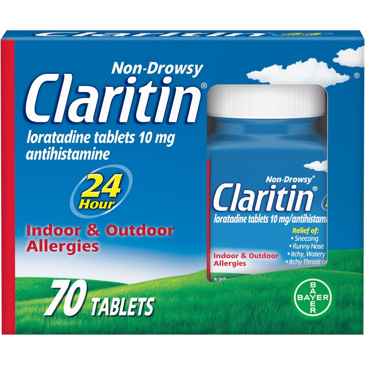 Claritin 24 Hour Non-Drowsy Allergy Medicine, Loratadine Antihistamine Tablets, 70 Ct