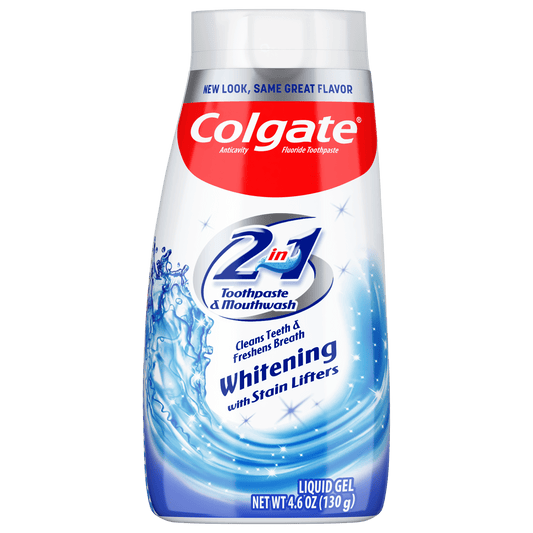 Colgate 2 in 1 Toothpaste and Whitening Mouthwash, Mint, 4.6 oz Squeeze Bottle