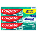 Colgate Max Fresh Toothpaste, Mini Breath Strips, Clean Mint, 3 Pack, 6.3 oz