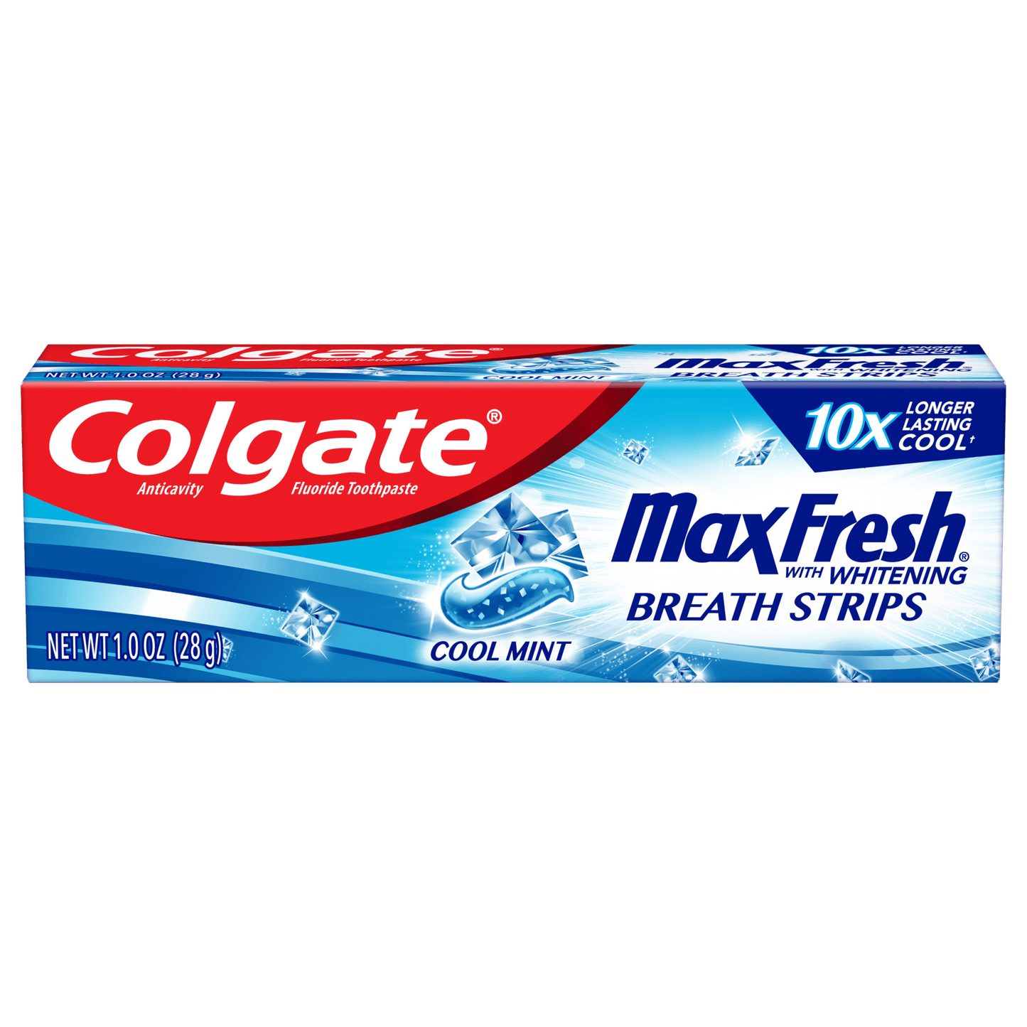 Colgate Max Fresh Travel Size Toothpaste with Mini Breath Strips, Cool Mint, 1.0 Oz