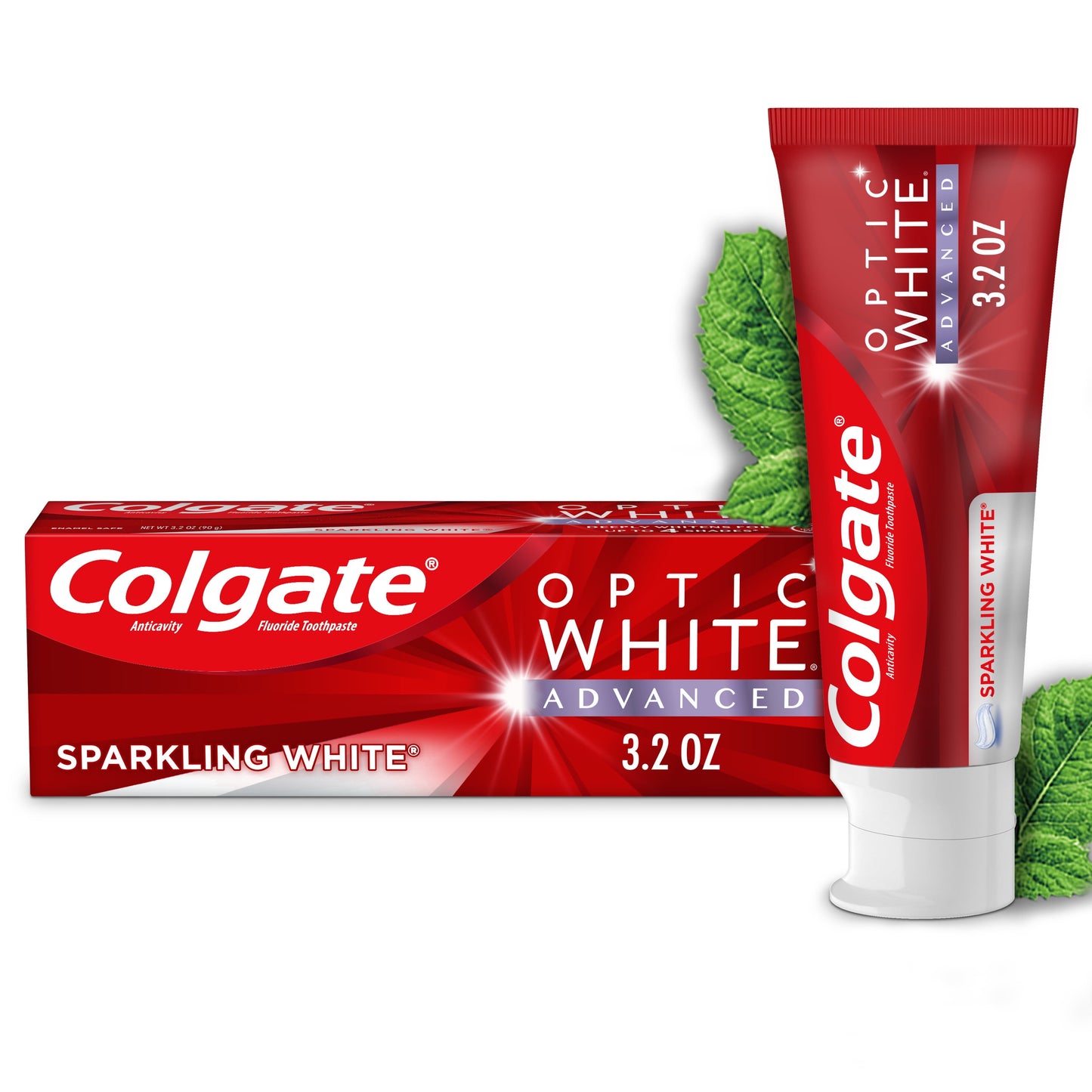 Colgate Optic White Advanced Hydrogen Peroxide Toothpaste, Sparkling White, 3.2 oz