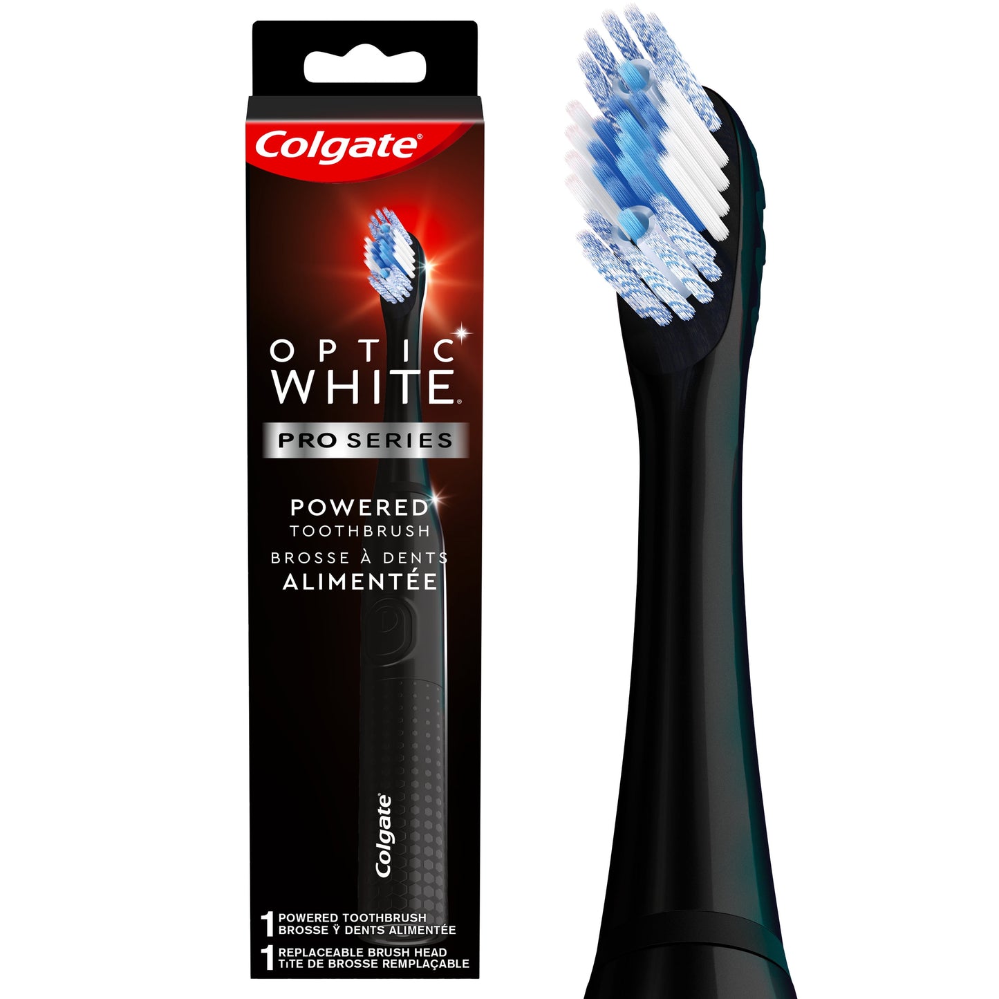 Colgate Optic White Pro Series Sonic Battery Powered Toothbrush, Black, Adult