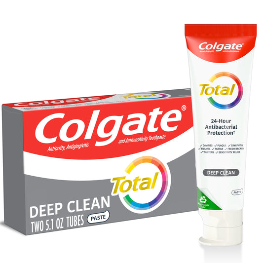 Colgate Total Deep Clean Toothpaste, Whitening Toothpaste, Mint, 2 Pack, 5.1 Oz Tubes