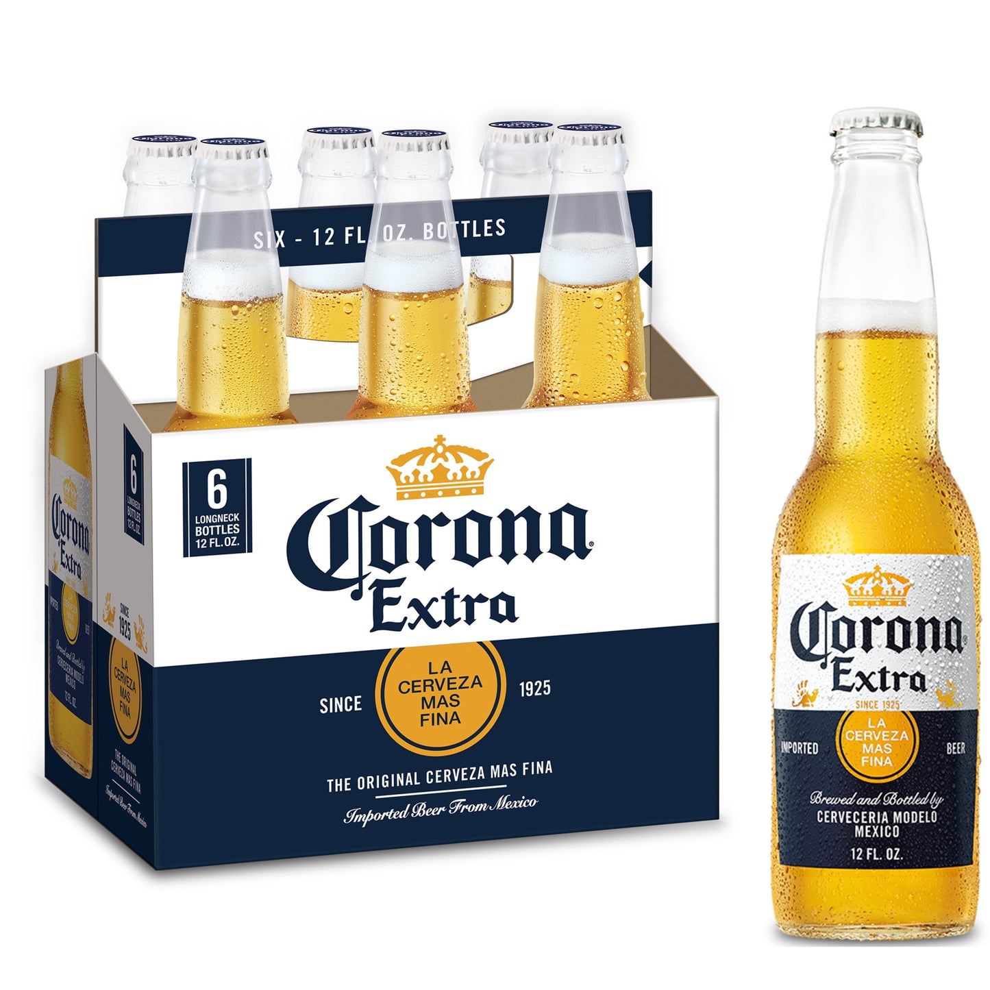 Corona Extra Mexican Lager Import Beer, 6 Pack Beer, 12 fl oz Bottles, 4.6% ABV