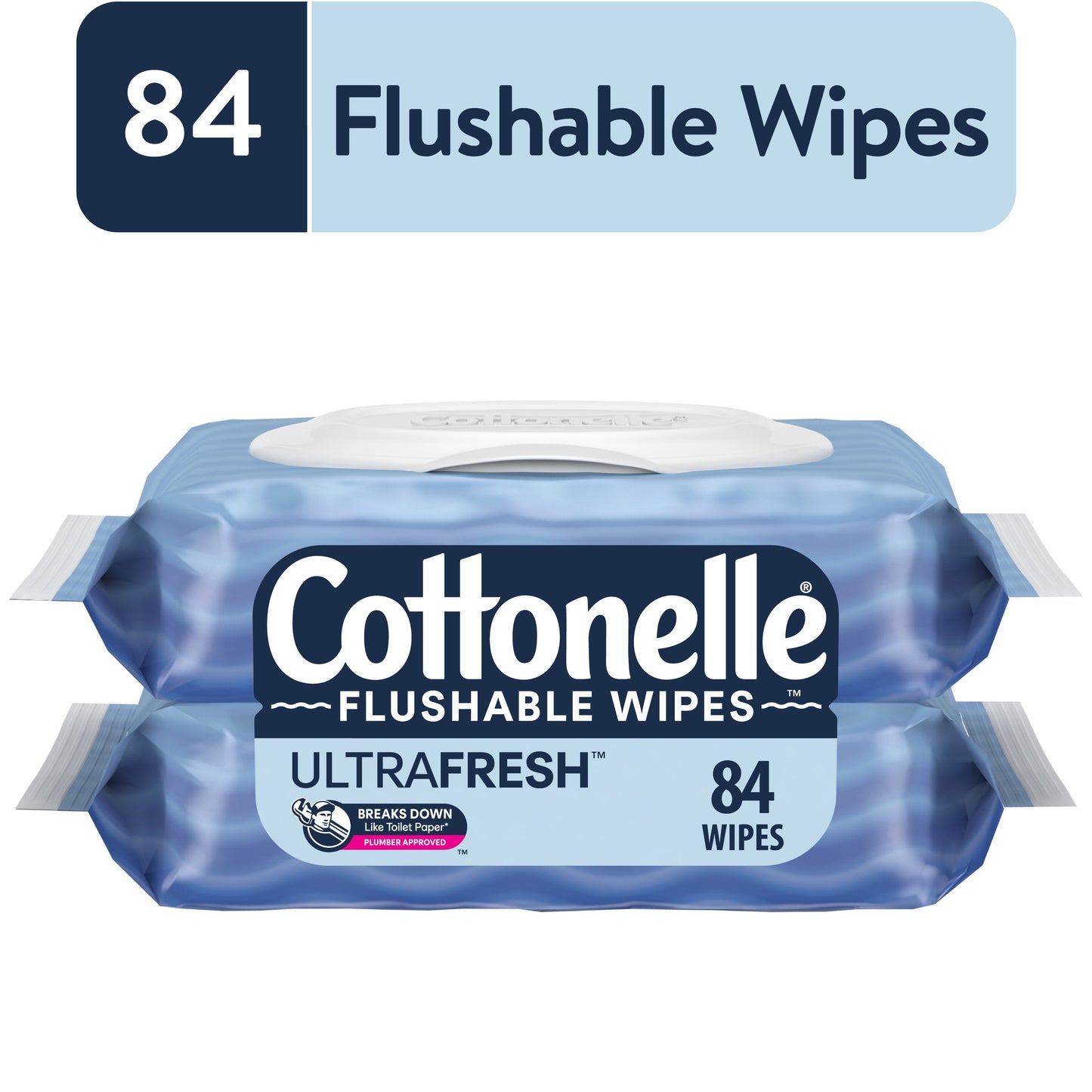 Cottonelle Ultra Fresh Flushable Wipes, 2 Flip-Top Packs, 42 Wipes per Pack (84 Total)