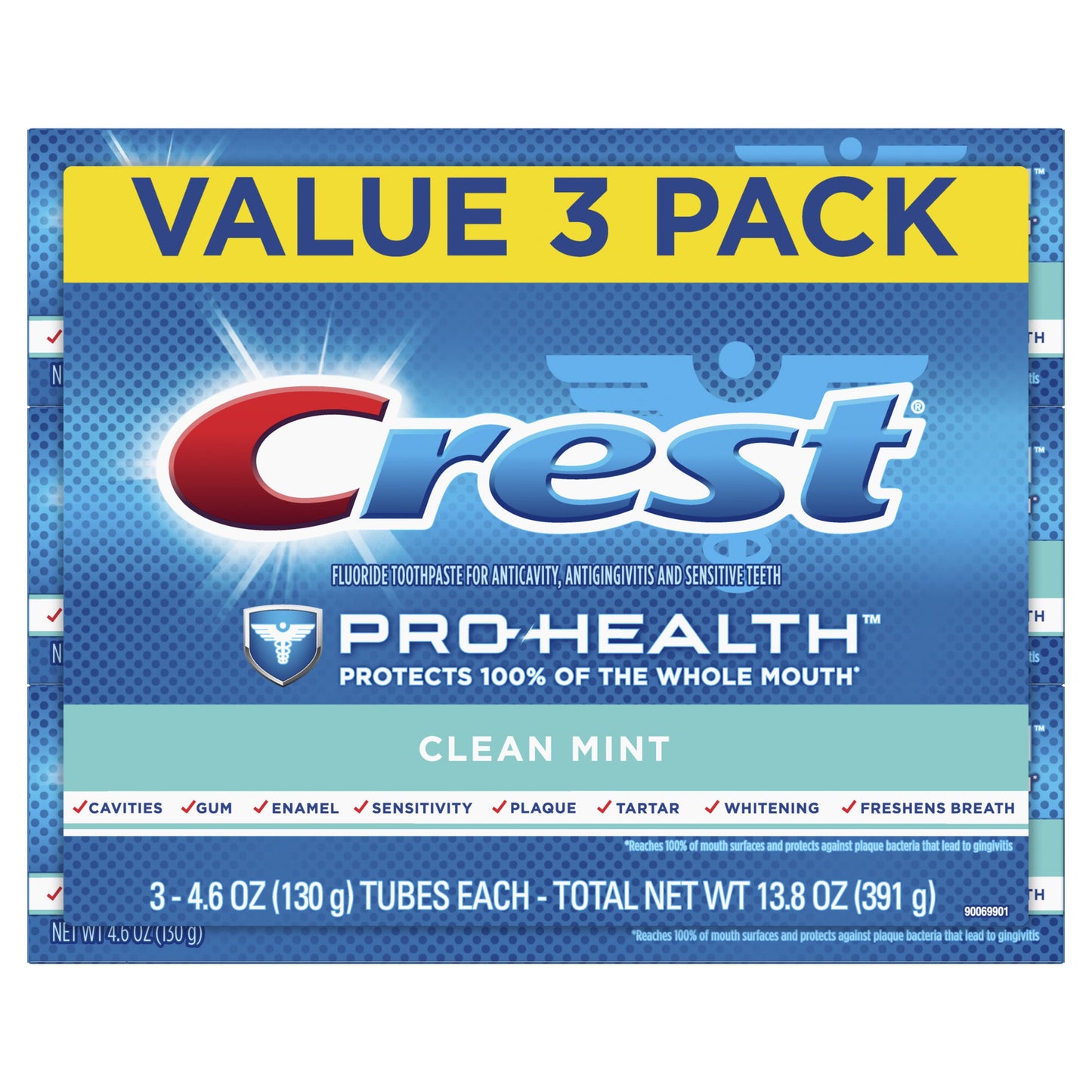 Crest Pro Health Smooth Formula Toothpaste, Clean Mint, 4.6 oz, 3 Pk