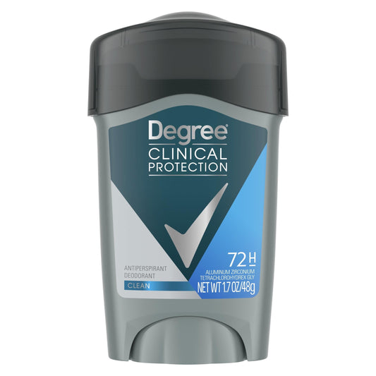 Degree Clinical Protection Long Lasting Men's Antiperspirant Deodorant Stick, Clean, 1.7 oz