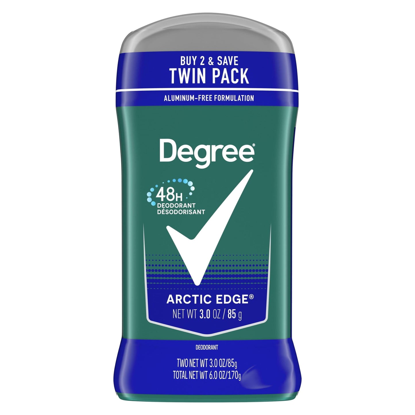 Degree Long Lasting Men's Antiperspirant Deodorant Stick Twin Pack, Arctic Edge, 3 oz