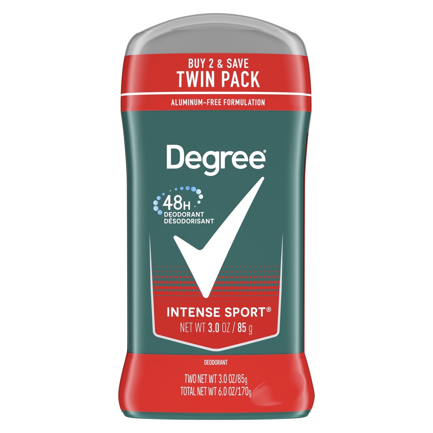 Degree Long Lasting Men's Antiperspirant Deodorant Stick Twin Pack, Intense Sport, 3 oz