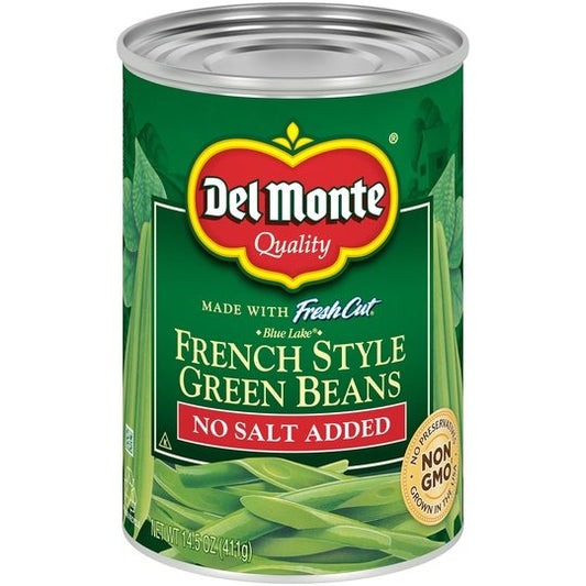 Del Monte French Style Green Beans, No Salt, 14.5 oz Can