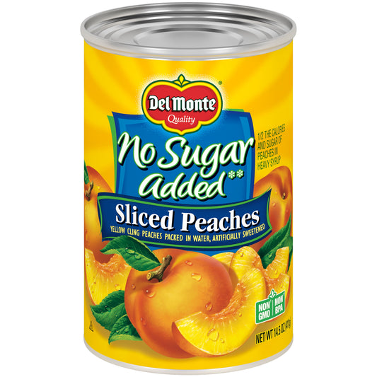 Del Monte No Sugar Added Sliced Peaches, Canned Fruit, 14.5 oz Can