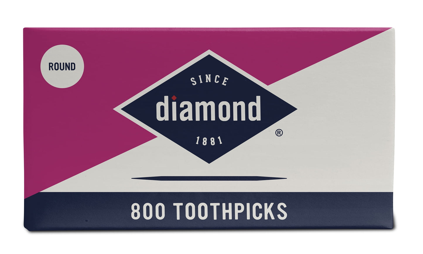 Diamond Classic Round Toothpicks, Toothpick Box, 800 Count Wood Toothpicks