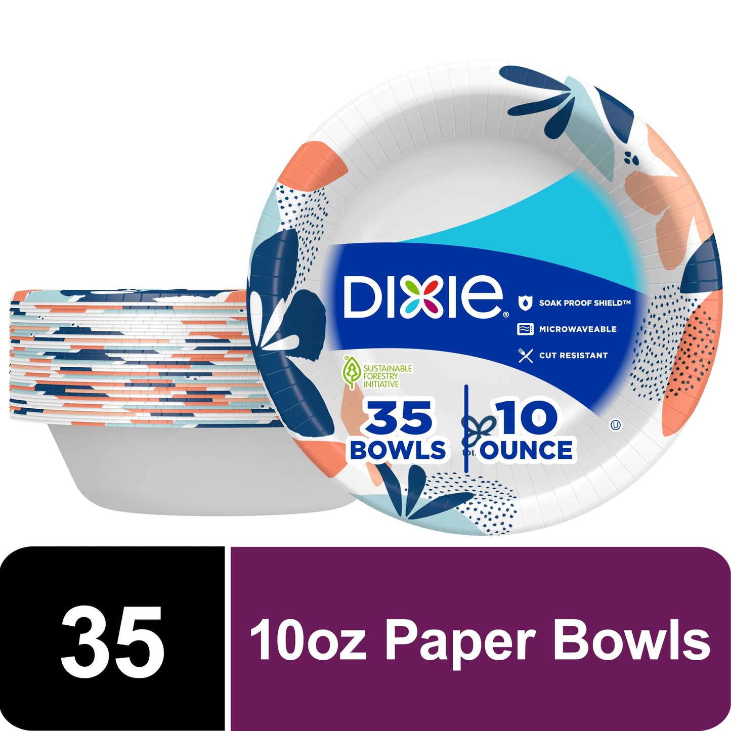 Dixie Disposable Paper Bowls, 10 Ounce, 35 Count