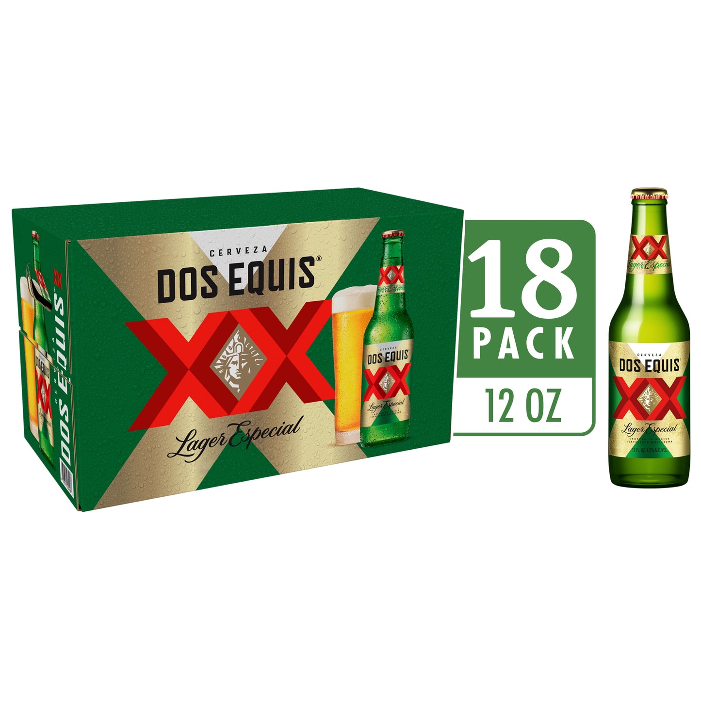 Dos Equis Mexican Lager Beer, 18 Pack, 12 fl oz Bottles, 4.2% Alcohol by Volume