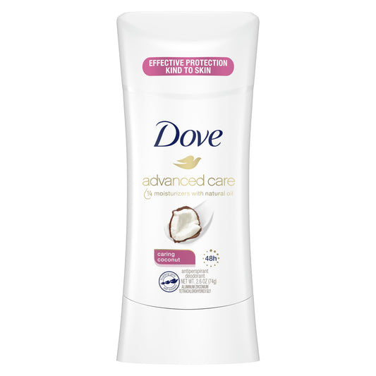 Dove Advanced Care Long Lasting Women's Antiperspirant Deodorant Stick, Caring Coconut, 2.6 oz