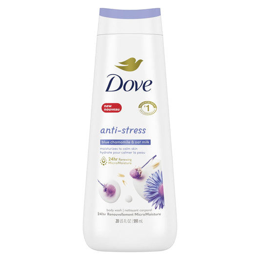 Dove Anti-Stress Long Lasting Body Wash, Blue Chamomile and Oat Milk, 20 fl oz