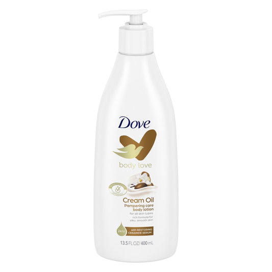 Dove Body Love Pampering Care Non Greasy Body Lotion Cream Oil for Dry Skin, 13.5 fl oz