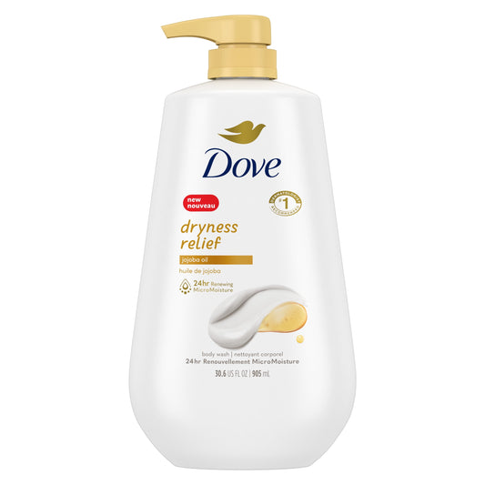 Dove Dryness Relief Long Lasting Gentle Body Wash, Jojoba Oil, 30.6 fl oz