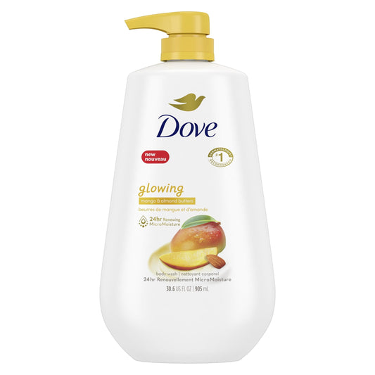 Dove Glowing Long Lasting Gentle Body Wash, Mango and Almond Butter, 30.6 fl oz