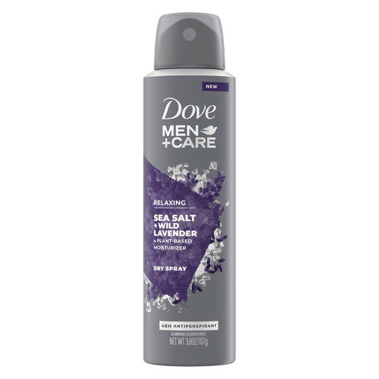 Dove Men+Care Antiperspirant Deodorant Dry Spray, Sea Salt and Wild Lavender, 3.8 oz