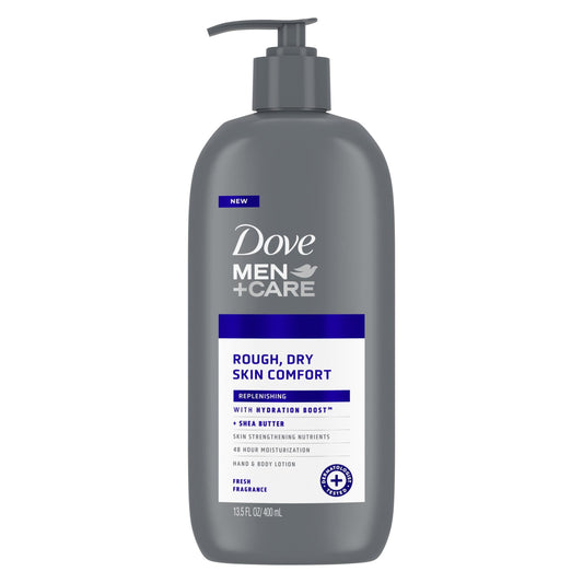 Dove Men+Care Skin Comfort Non Greasy Hand and Body Lotion for Dry Skin, Fresh, 13.5 fl oz