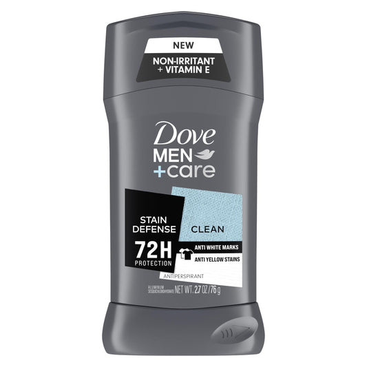 Dove Men+Care Stain Defense Long Lasting Antiperspirant Deodorant Stick, Clean, 2.7 oz