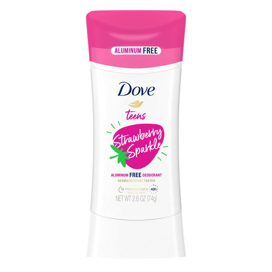 Dove Teens Deodorant Stick Strawberry Sparkle for Women, 2.6 oz