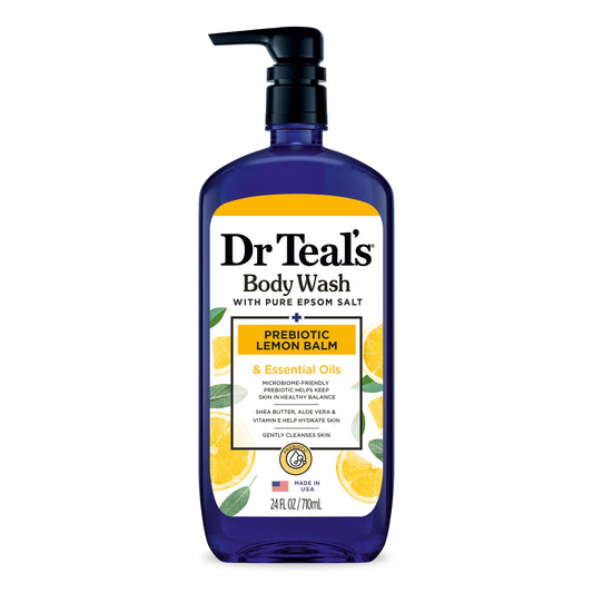 Dr Teal's Body Wash with Prebiotic Lemon Balm and Essential Oil Blend, 24 fl oz