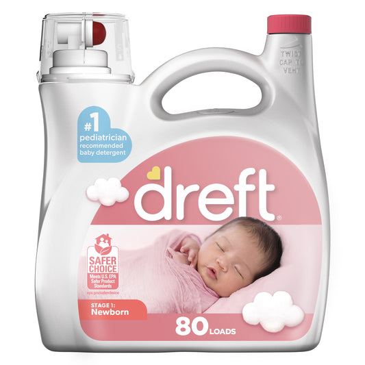 Dreft Stage 1: Newborn Baby Liquid Laundry Detergent, 80 Loads, 115 fl oz