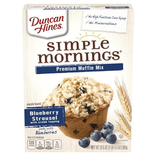 Duncan Hines Simple Mornings Blueberry Streusel Muffin Mix, 20.5 oz Box