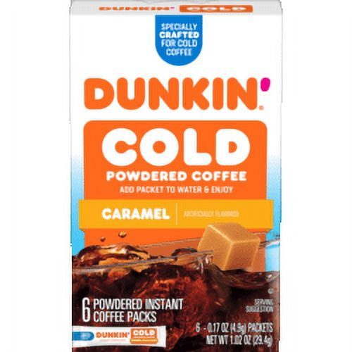 Dunkin' 1.02 Ounce Cold Powdered Instant Coffee Caramel 6ct Carton Each