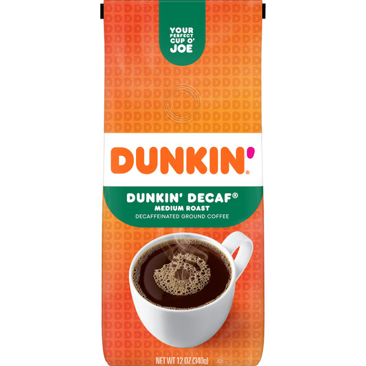 Dunkin Decaf Medium Roast Coffee, 12 Oz Bag