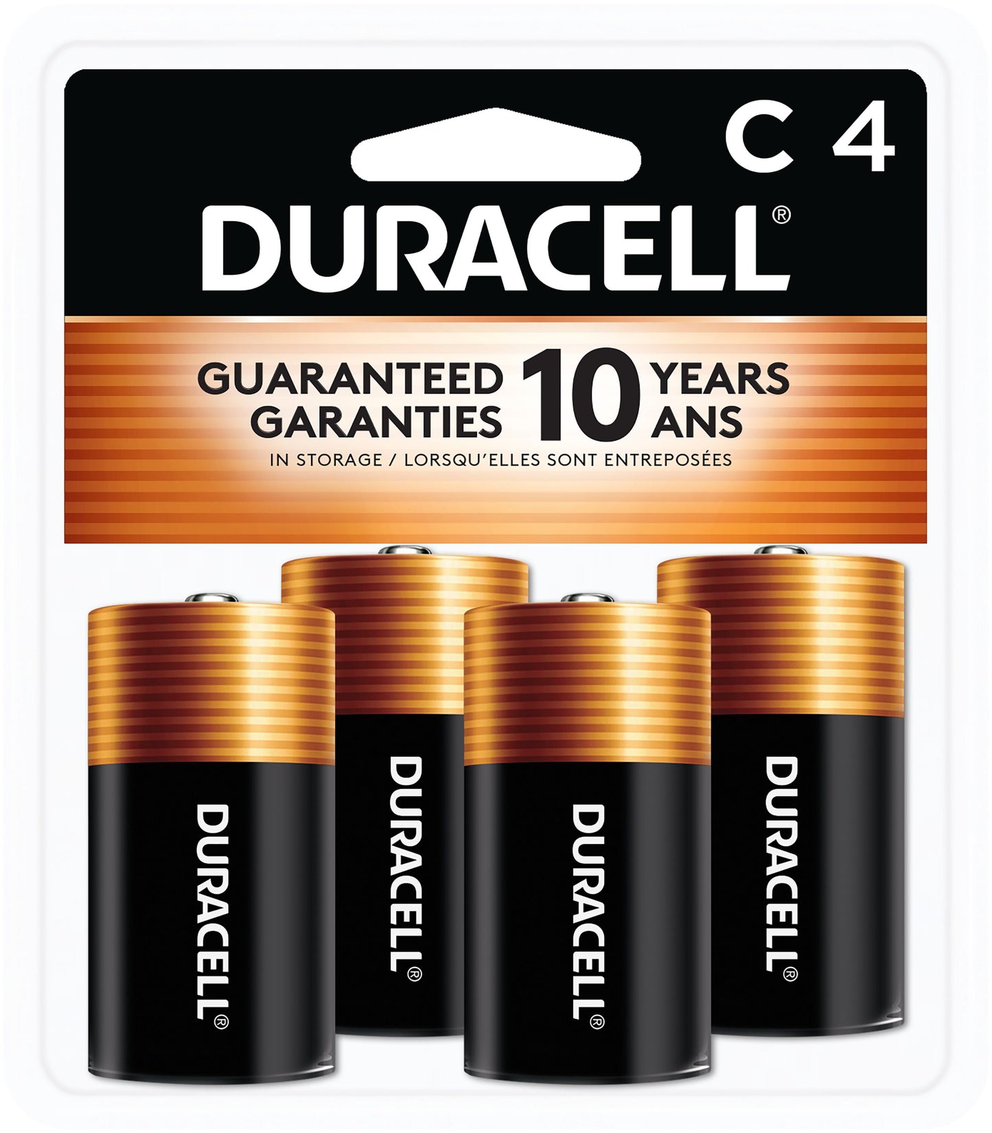 Duracell Coppertop C Battery, Long Lasting C Batteries, 4 Pack