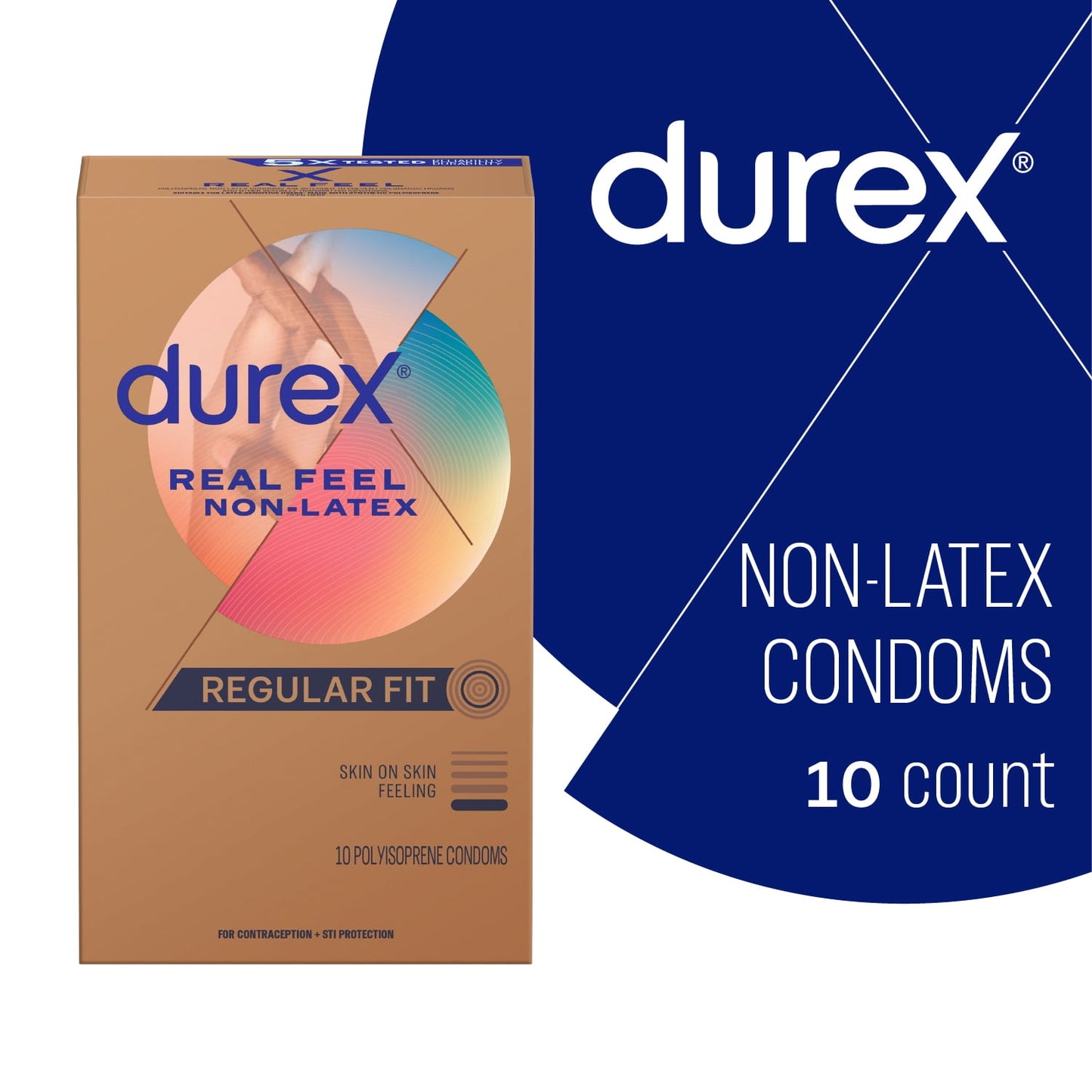 Durex Avanti Bare Real Feel Condoms, Non Latex Lubricated Condoms for Men with Natural Skin on Skin Feeling, Regular Fit, FSA & HSA Eligible, 10 Count