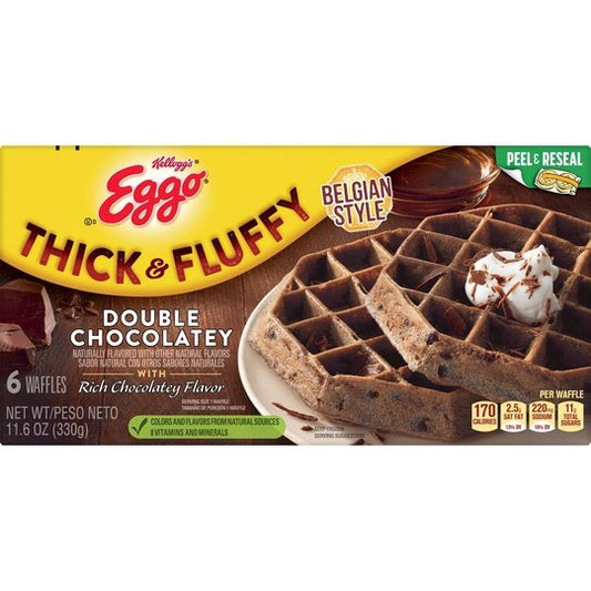 Eggo Thick and Fluffy Double Chocolatey Waffles, 11.6 oz, 6 Count (Frozen)