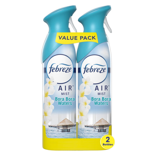 Febreze Odor-Fighting Air Freshener, Bora Bora Water Fresh Scent, Pack of 2, 8.8 oz each