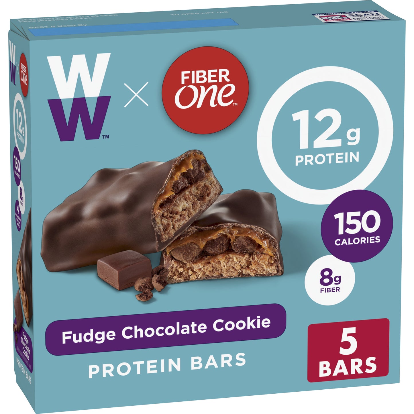 Fiber One Weight Watchers Chewy Protein Bars, Peanut Butter Cocoa Crumble, 5 ct