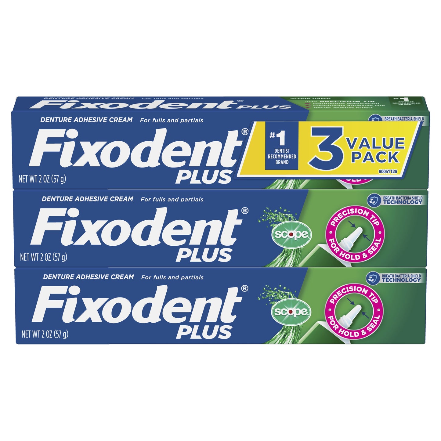 Fixodent Plus Scope Denture Adhesive, Precision Hold, 2 oz, 3 Pack